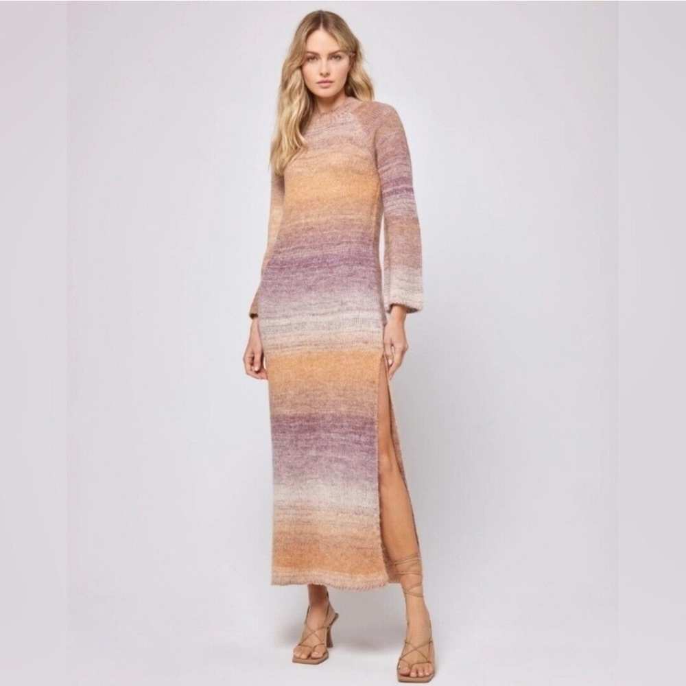 L*Space The Monroe Long Sleeve Sweater Dress Temescal Canyon Ombre Color Size S